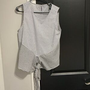 Sugar Lips Fun striped sleeveless top with front tie at hips